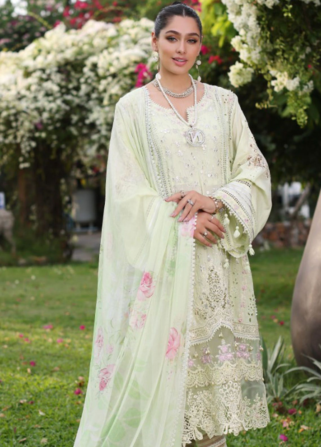 Noor By Saadia Asad Embroidered Lawn Suit Unstitched 3 Piece NSA24C D-11B - Luxury Summer Collection