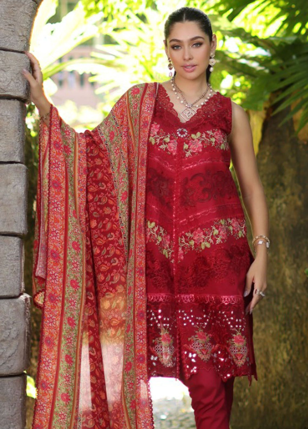 Noor By Saadia Asad Embroidered Lawn Suit Unstitched 3 Piece NSA24C D-12A - Luxury Summer Collection