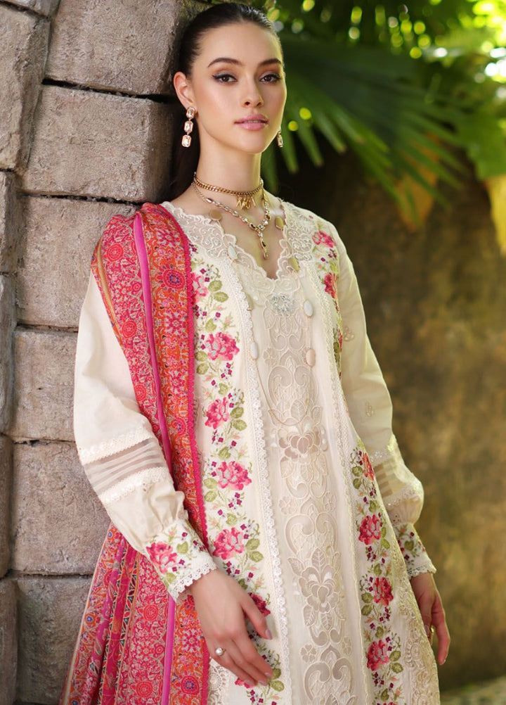 Noor By Saadia Asad Embroidered Lawn Suit Unstitched 3 Piece NSA24C D-12B - Luxury Summer Collection
