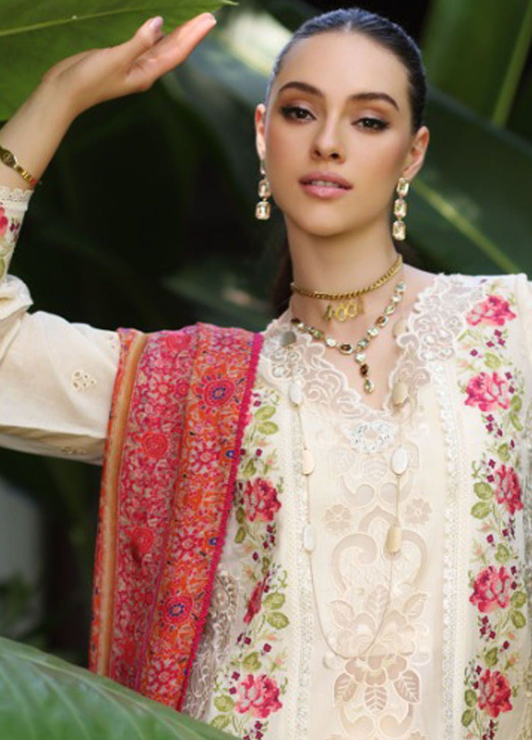 Noor By Saadia Asad Embroidered Lawn Suit Unstitched 3 Piece NSA24C D-12B - Luxury Summer Collection