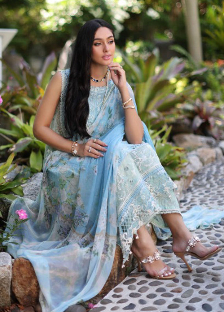 Noor By Saadia Asad Embroidered Lawn Suit Unstitched 3 Piece NSA24C D-2A - Luxury Summer Collection