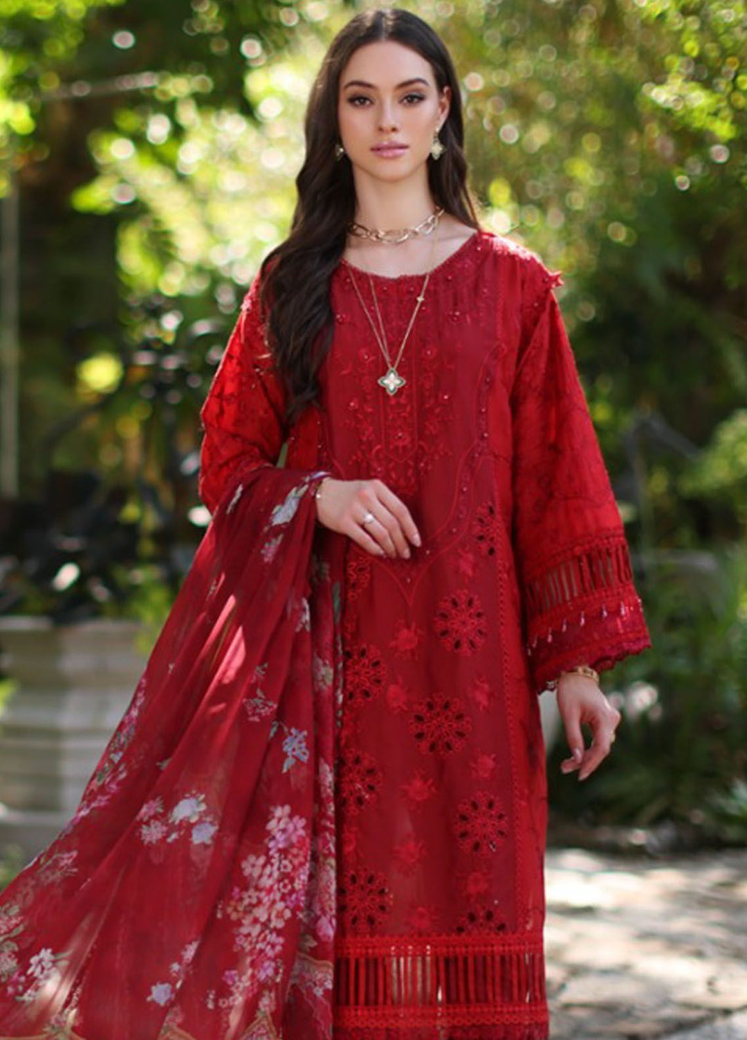Noor By Saadia Asad Embroidered Lawn Suit Unstitched 3 Piece NSA24C D-2B - Luxury Summer Collection