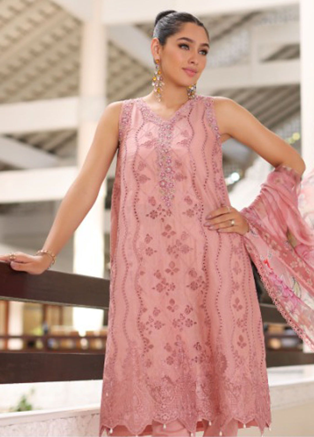 Noor By Saadia Asad Embroidered Lawn Suit Unstitched 3 Piece NSA24C D-4B - Luxury Summer Collection