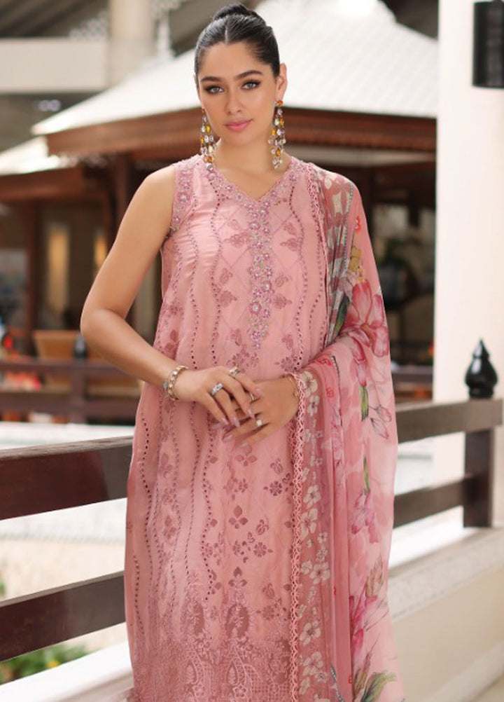 Noor By Saadia Asad Embroidered Lawn Suit Unstitched 3 Piece NSA24C D-4B - Luxury Summer Collection