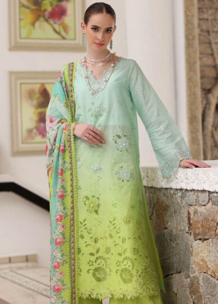 Noor By Saadia Asad Embroidered Lawn Suit Unstitched 3 Piece NSA24C D-5A - Luxury Summer Collection