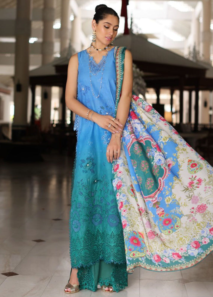 Noor By Saadia Asad Embroidered Lawn Suit Unstitched 3 Piece NSA24C D-5B - Luxury Summer Collection