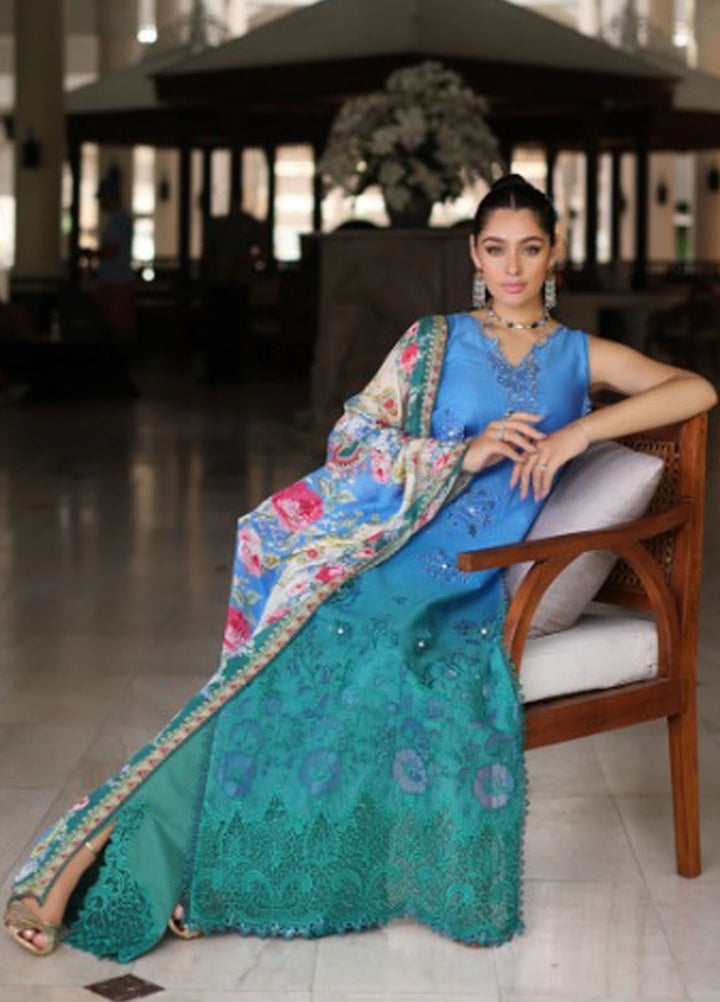 Noor By Saadia Asad Embroidered Lawn Suit Unstitched 3 Piece NSA24C D-5B - Luxury Summer Collection