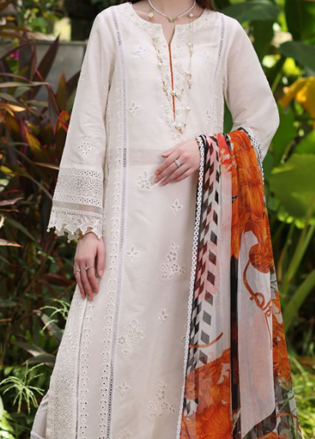 Noor By Saadia Asad Embroidered Lawn Suit Unstitched 3 Piece NSA24C D-6B - Luxury Summer Collection