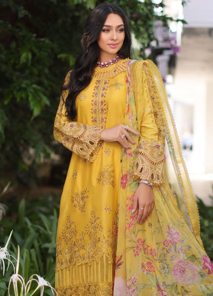 Noor By Saadia Asad Embroidered Lawn Suit Unstitched 3 Piece NSA24C D-8B - Luxury Summer Collection