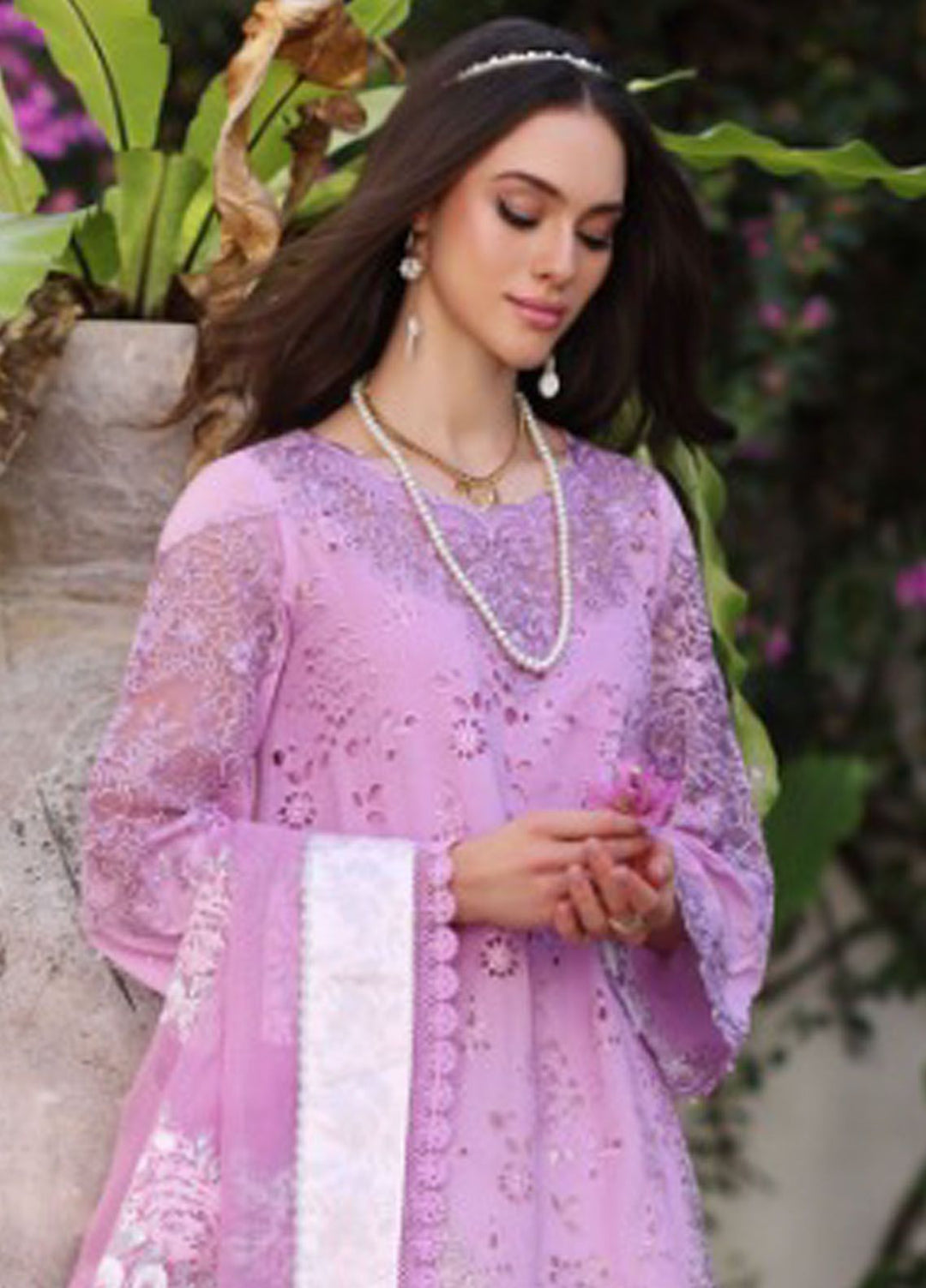 Noor By Saadia Asad Embroidered Lawn Suit Unstitched 3 Piece NSA24C D-9A - Luxury Summer Collection