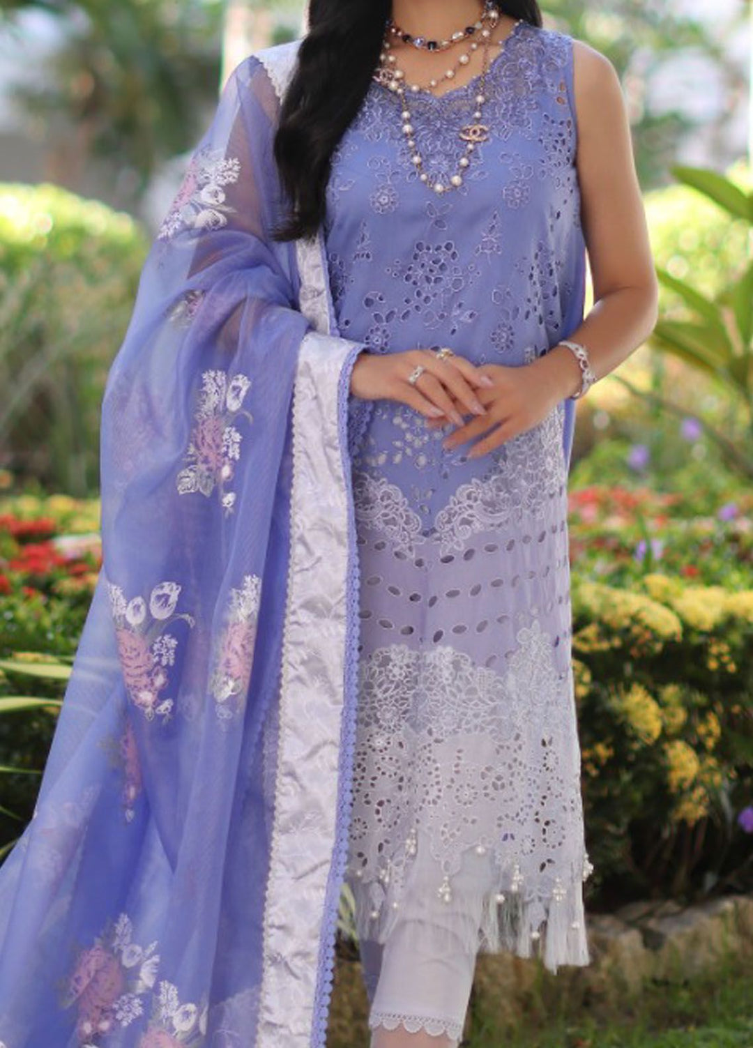 Noor By Saadia Asad Embroidered Lawn Suit Unstitched 3 Piece NSA24C D-9B - Luxury Summer Collection