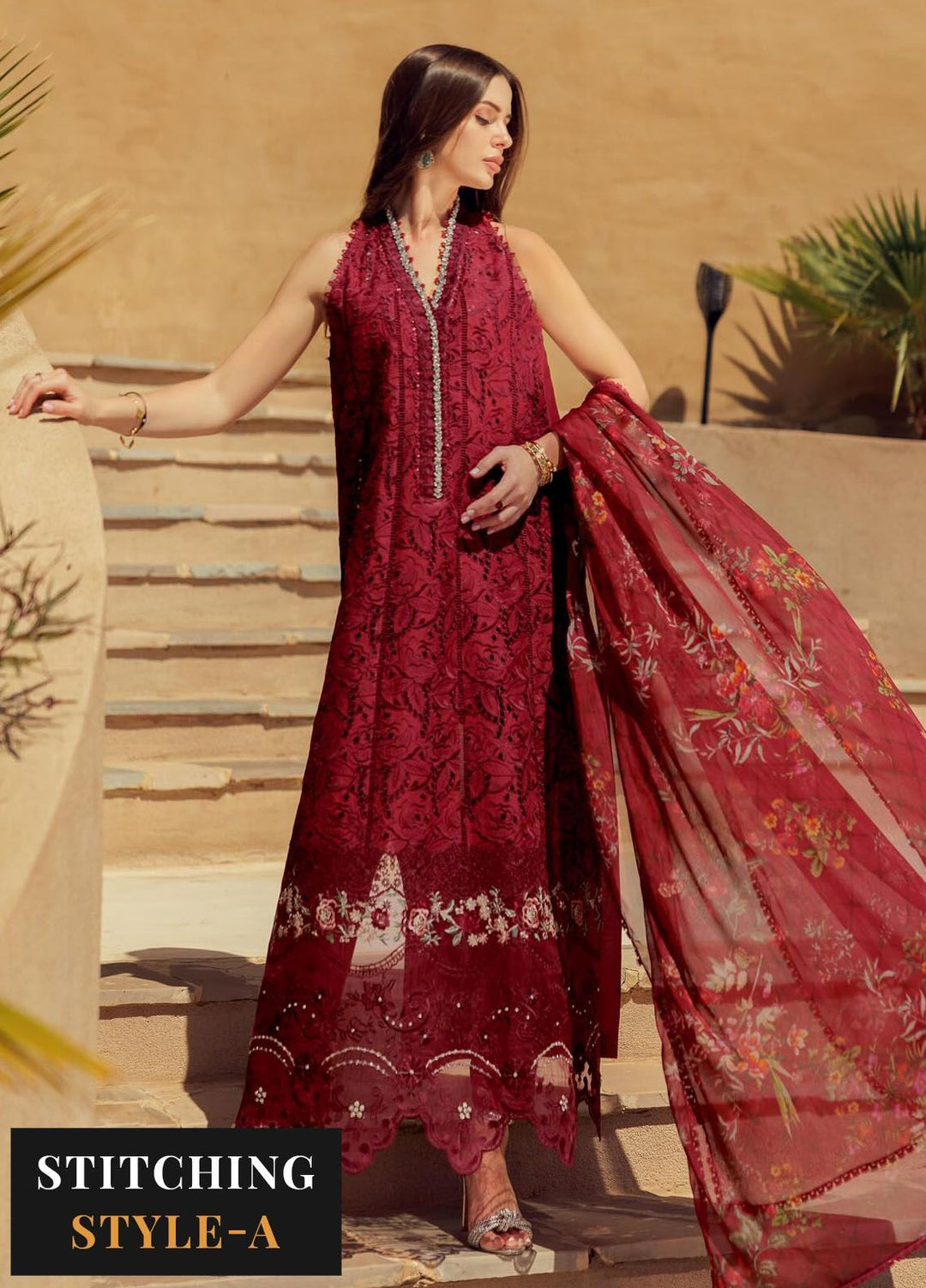 Noor by Saadia Asad Embroidered Lawn Suit Unstitched 3 Piece NSA24E D1 - Summer Collection