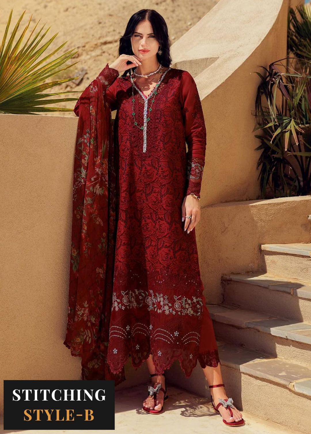 Noor by Saadia Asad Embroidered Lawn Suit Unstitched 3 Piece NSA24E D1 - Summer Collection