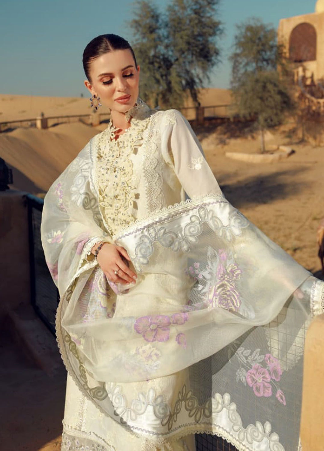 Noor by Saadia Asad Embroidered Lawn Suit Unstitched 3 Piece NSA24E D2 - Summer Collection