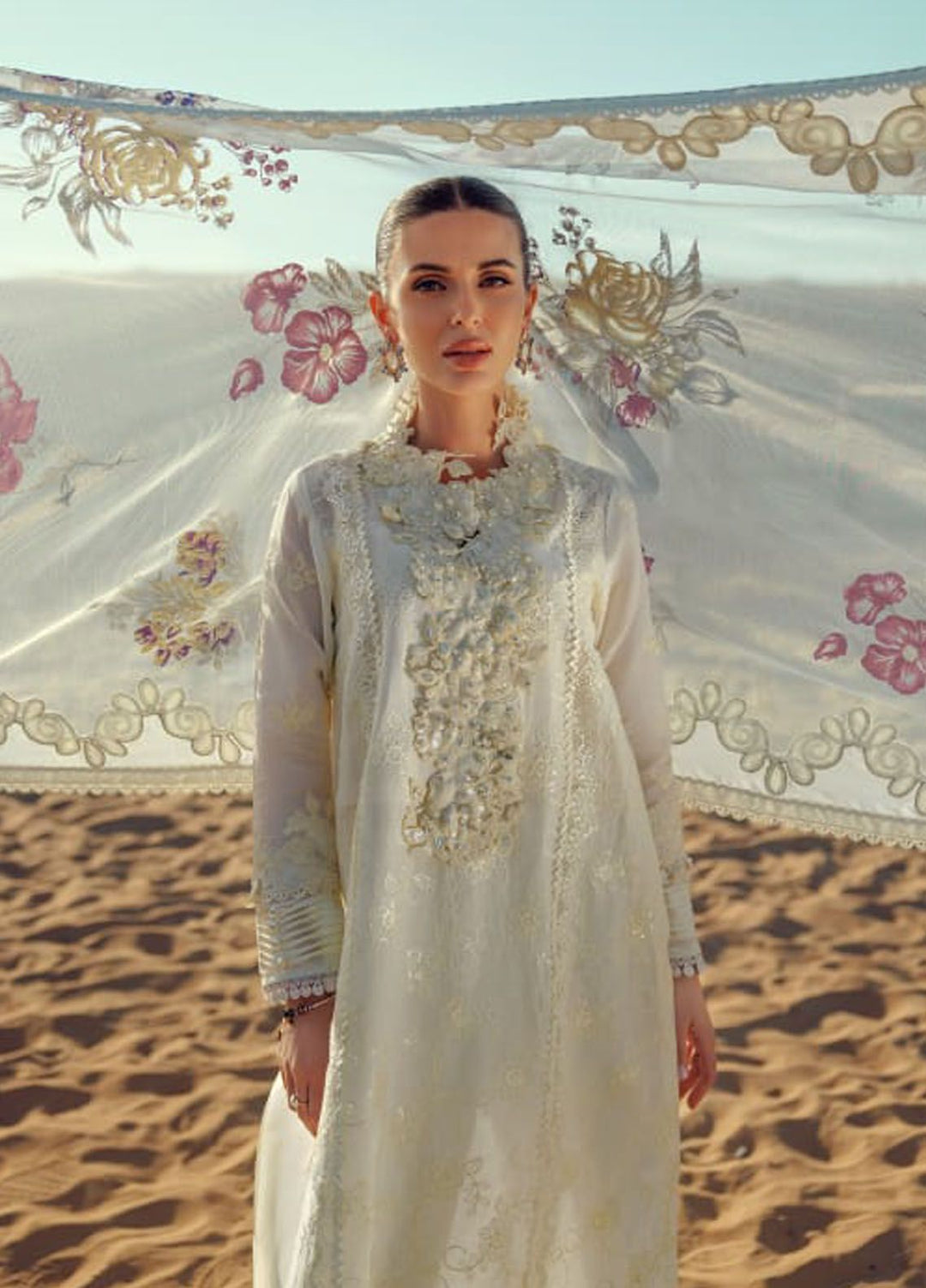 Noor by Saadia Asad Embroidered Lawn Suit Unstitched 3 Piece NSA24E D2 - Summer Collection