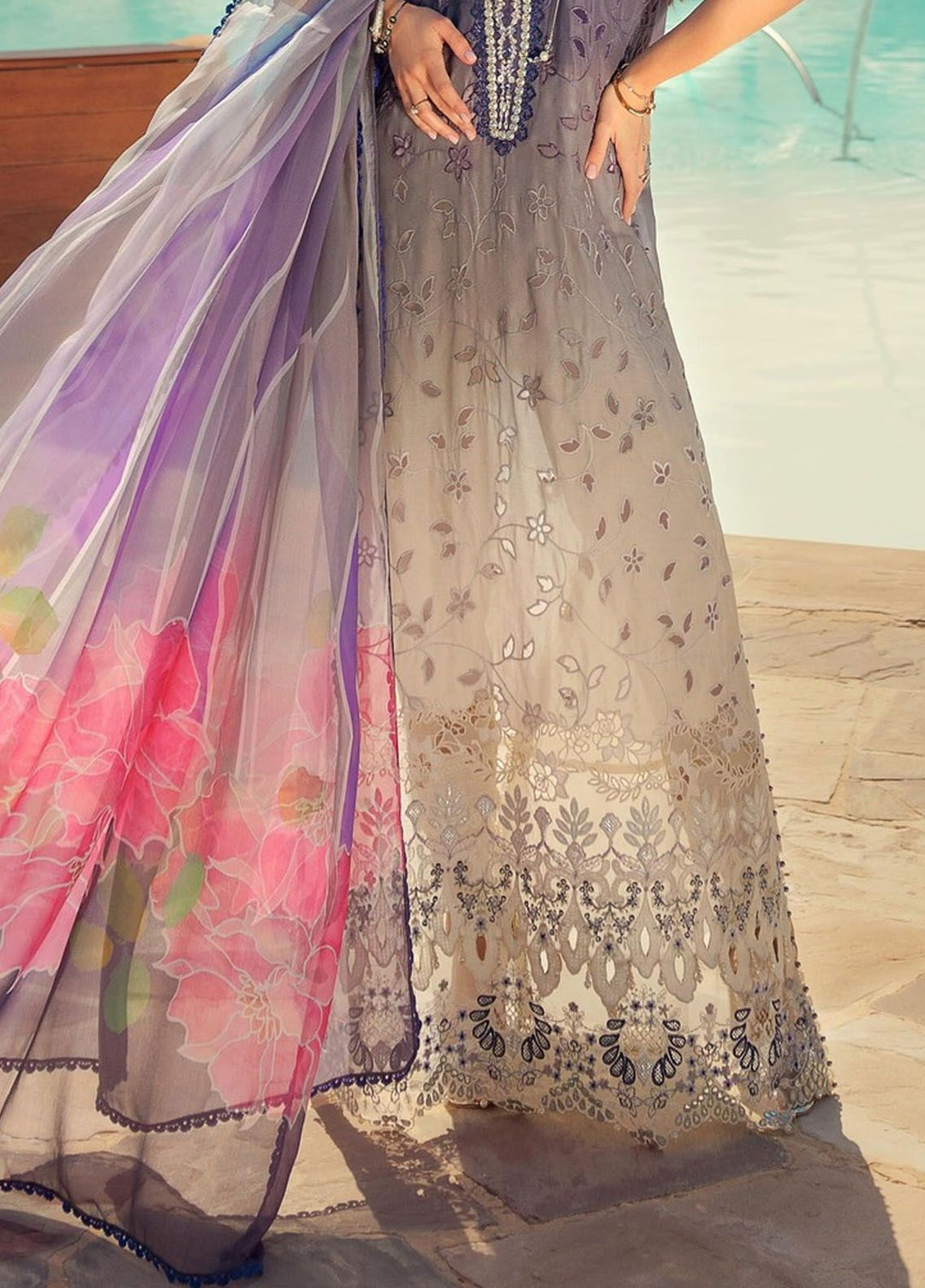 Noor by Saadia Asad Embroidered Lawn Suit Unstitched 3 Piece NSA24E D3 - Summer Collection