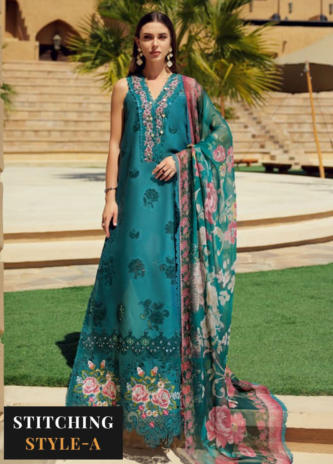 Noor by Saadia Asad Embroidered Lawn Suit Unstitched 3 Piece NSA24E D4 - Summer Collection