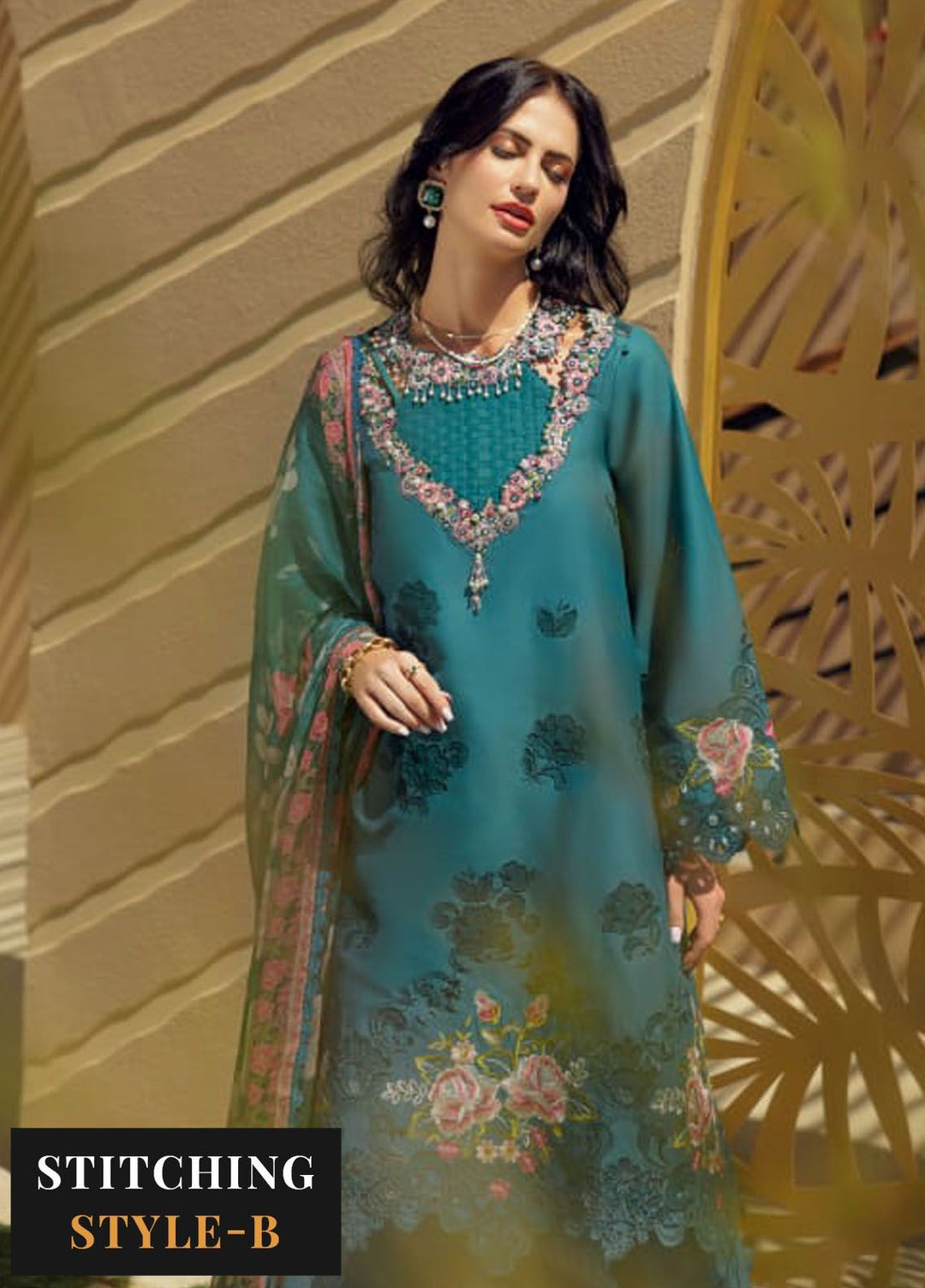 Noor by Saadia Asad Embroidered Lawn Suit Unstitched 3 Piece NSA24E D4 - Summer Collection