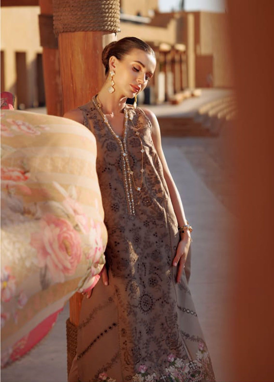 Noor by Saadia Asad Embroidered Lawn Suit Unstitched 3 Piece NSA24E D8 - Summer Collection