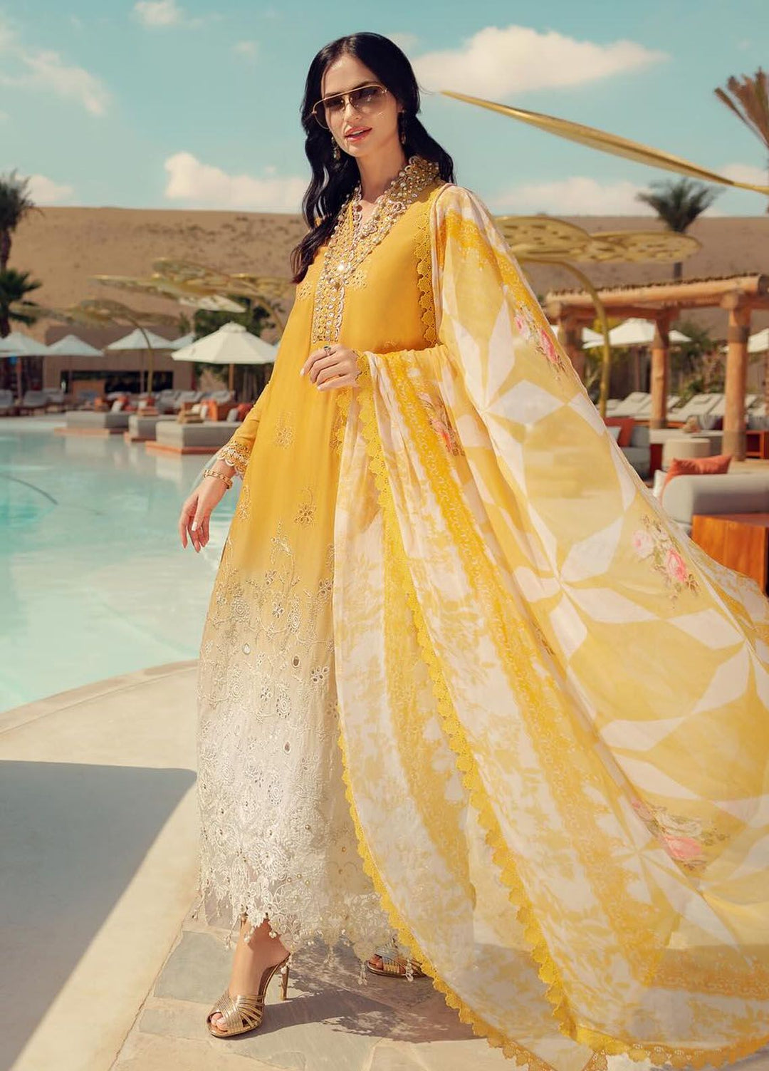 Noor by Saadia Asad Embroidered Lawn Suit Unstitched 3 Piece NSA24E D9 - Summer Collection