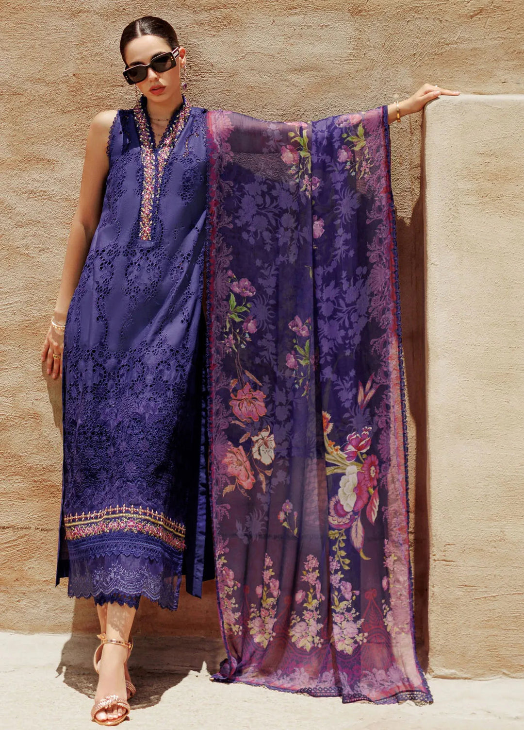 Noor by Saadia Asad Embroidered Lawn Suit Unstitched 3 Piece NSA24ELL D-03 - Summer Collection