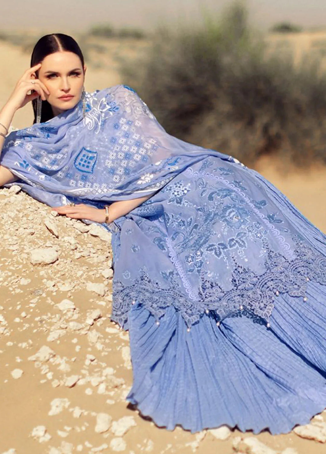 Noor by Saadia Asad Embroidered Lawn Suit Unstitched 3 Piece NSA24ELL D-04 - Summer Collection