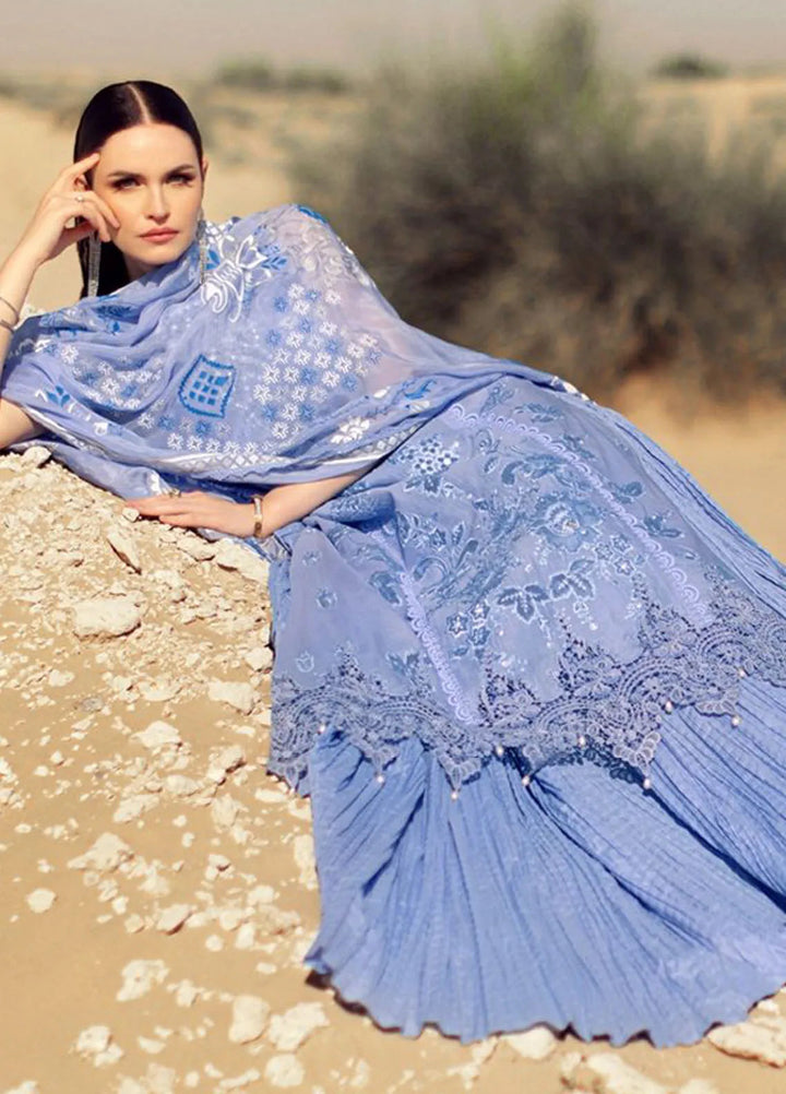 Noor by Saadia Asad Embroidered Lawn Suit Unstitched 3 Piece NSA24ELL D-04 - Summer Collection