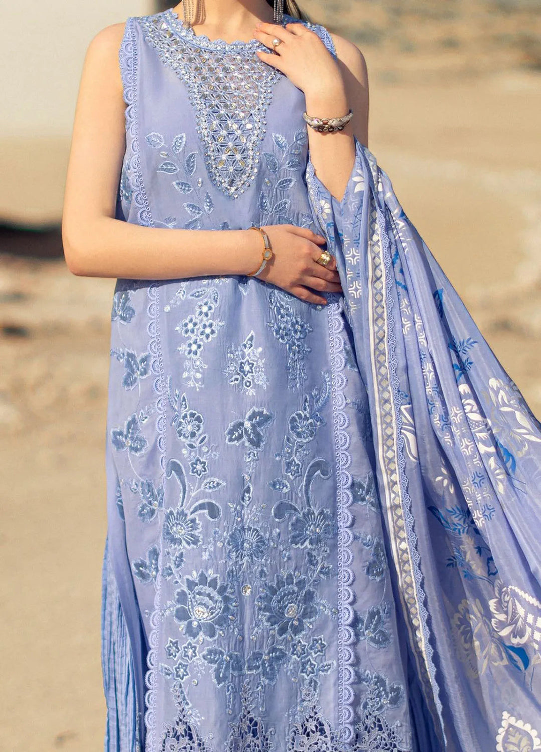 Noor by Saadia Asad Embroidered Lawn Suit Unstitched 3 Piece NSA24ELL D-04 - Summer Collection