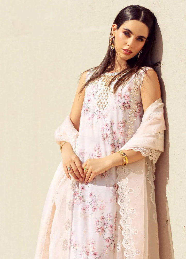 Noor by Saadia Asad Embroidered Lawn Suit Unstitched 3 Piece NSA24ELL D-05 - Summer Collection
