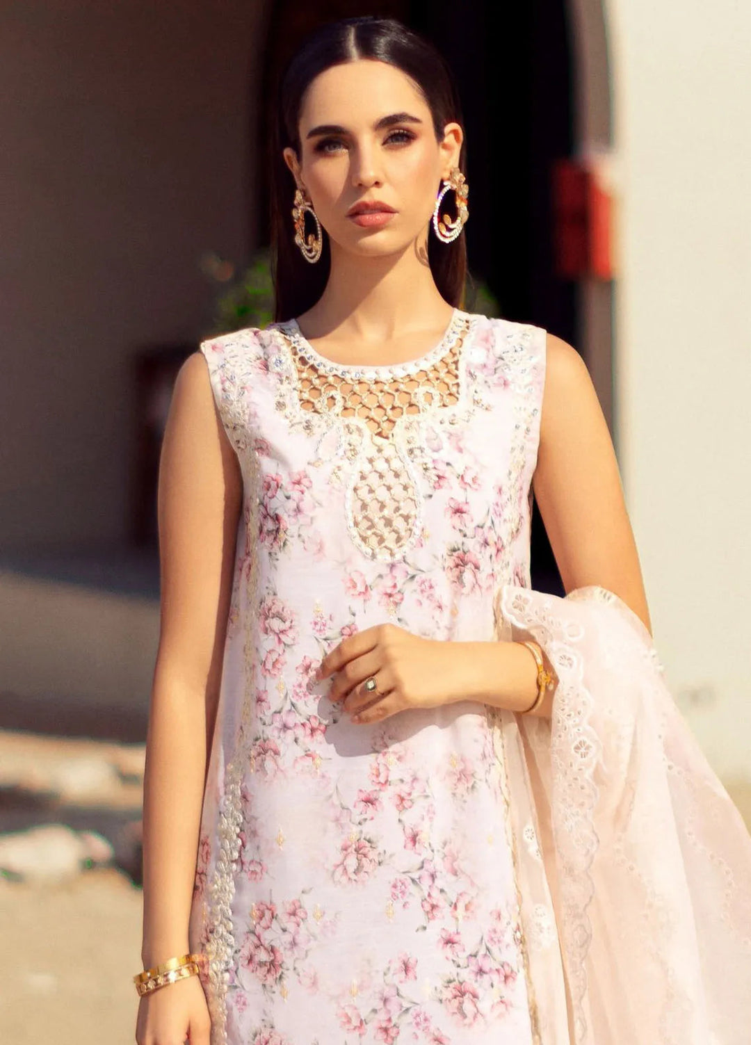 Noor by Saadia Asad Embroidered Lawn Suit Unstitched 3 Piece NSA24ELL D-05 - Summer Collection