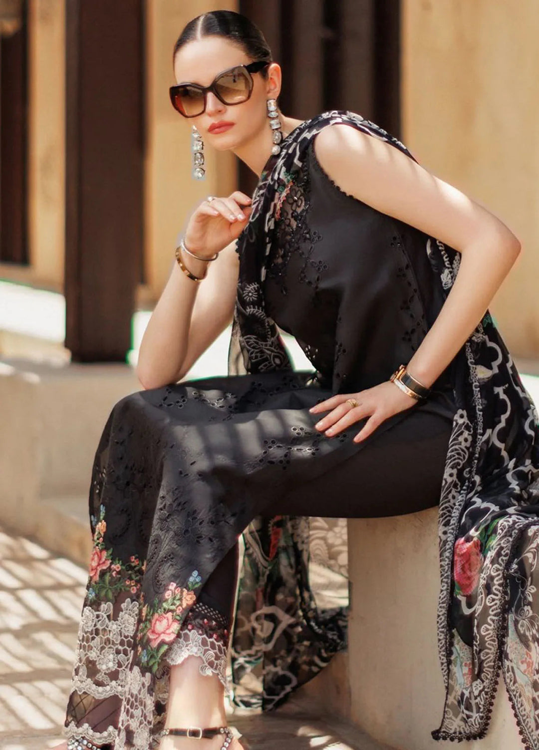 Noor by Saadia Asad Embroidered Lawn Suit Unstitched 3 Piece NSA24ELL D-06 - Summer Collection