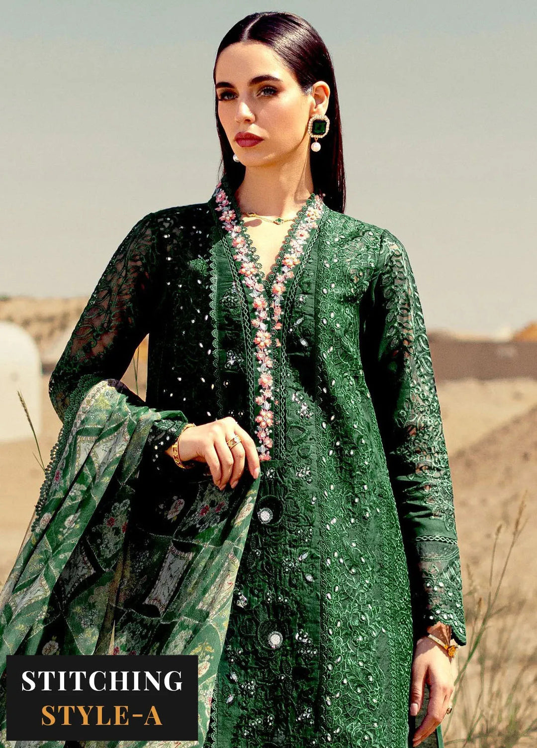 Noor by Saadia Asad Embroidered Lawn Suit Unstitched 3 Piece NSA24ELL D-08 - Summer Collection