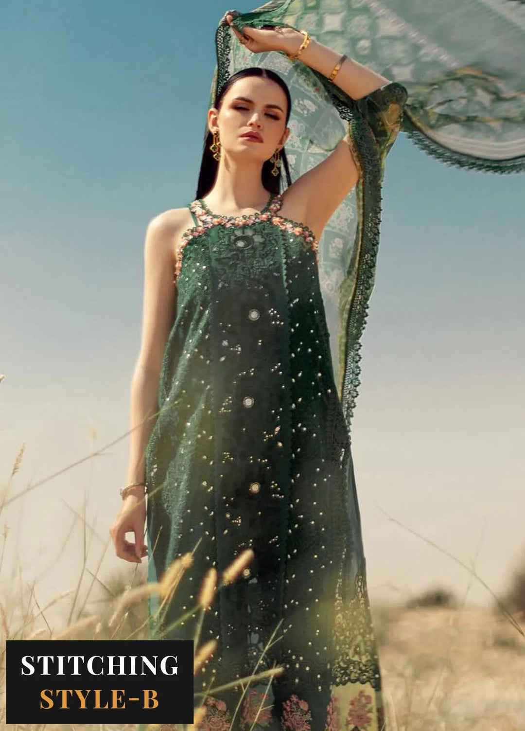 Noor by Saadia Asad Embroidered Lawn Suit Unstitched 3 Piece NSA24ELL D-08 - Summer Collection