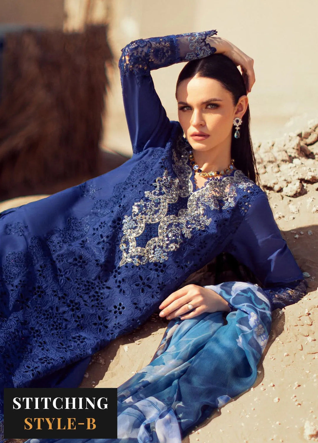 Noor by Saadia Asad Embroidered Lawn Suit Unstitched 3 Piece NSA24ELL D-12 - Summer Collection