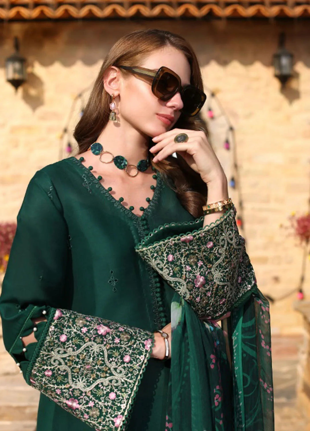 Noor by Saadia Asad Embroidered Lawn Suit Unstitched 3 Piece NSA25LC D-1 A - Summer Collection