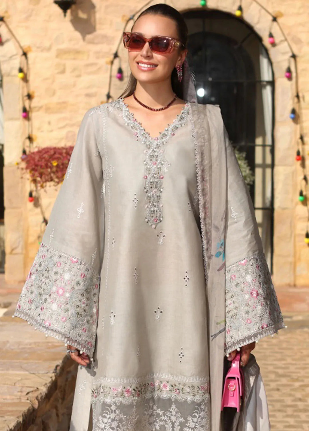 Noor by Saadia Asad Embroidered Lawn Suit Unstitched 3 Piece NSA25LC D-1 B - Summer Collection