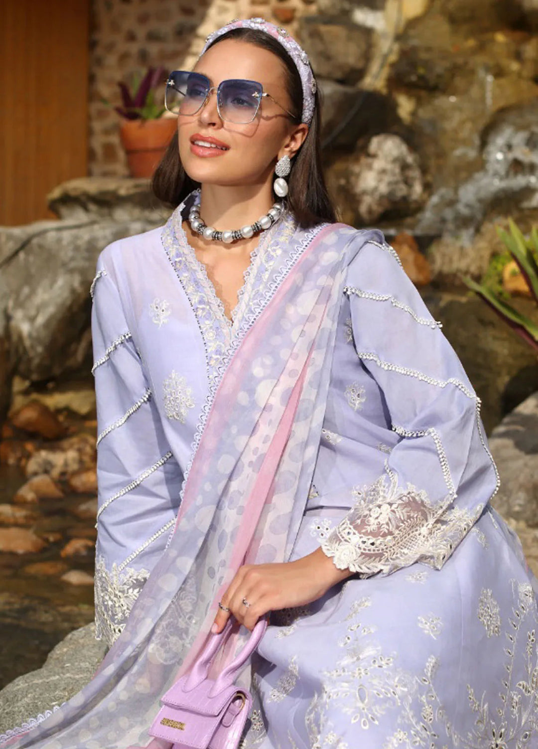 Noor by Saadia Asad Embroidered Lawn Suit Unstitched 3 Piece NSA25LC D-3 A - Summer Collection