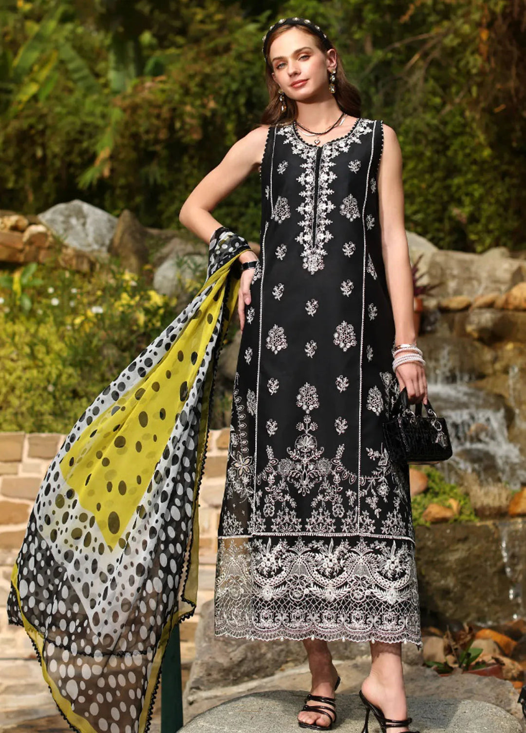 Noor by Saadia Asad Embroidered Lawn Suit Unstitched 3 Piece NSA25LC D-3 B - Summer Collection