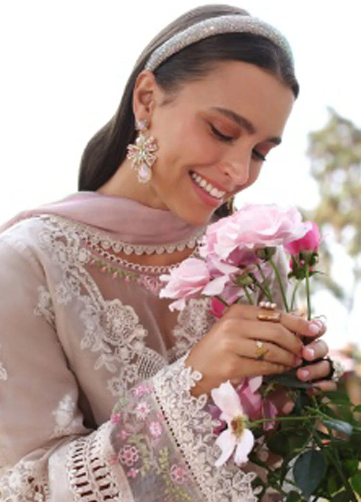 Noor by Saadia Asad Embroidered Lawn Suit Unstitched 3 Piece NSA25LC D-4 A - Summer Collection