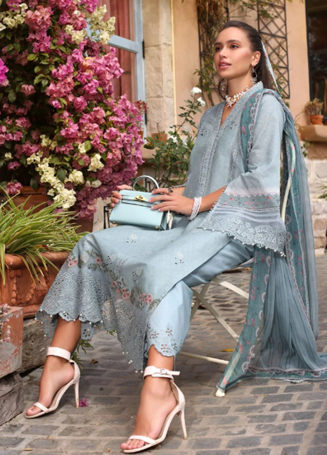 Noor by Saadia Asad Embroidered Lawn Suit Unstitched 3 Piece NSA25LC D-5 B - Summer Collection