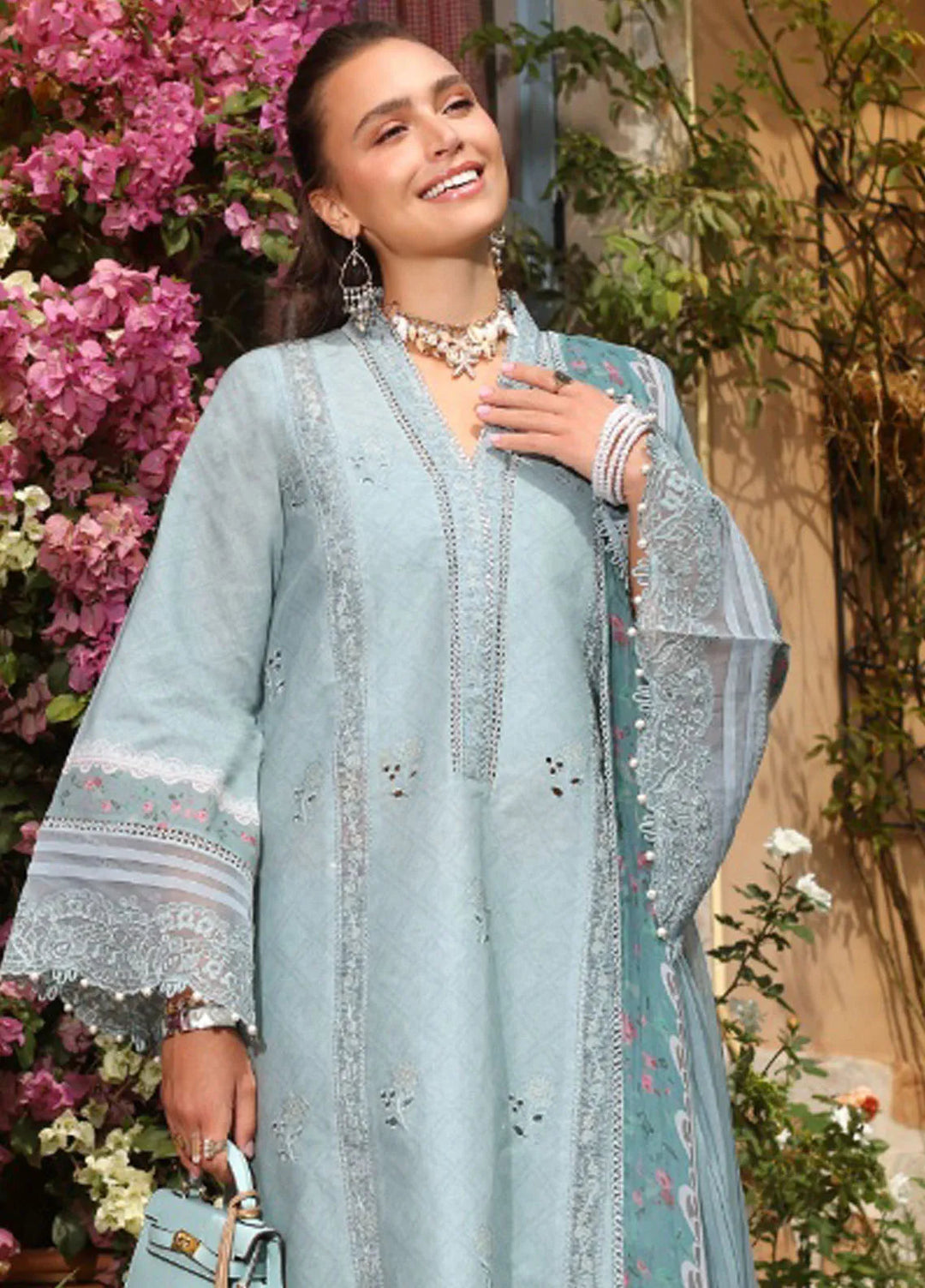 Noor by Saadia Asad Embroidered Lawn Suit Unstitched 3 Piece NSA25LC D-5 B - Summer Collection