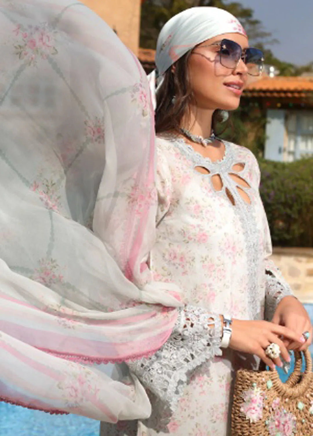 Noor by Saadia Asad Embroidered Lawn Suit Unstitched 3 Piece NSA25LC D-7 B - Summer Collection