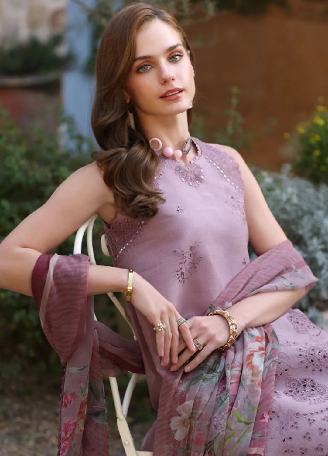 Noor by Saadia Asad Embroidered Lawn Suit Unstitched 3 Piece NSA25LC D-8 A - Summer Collection
