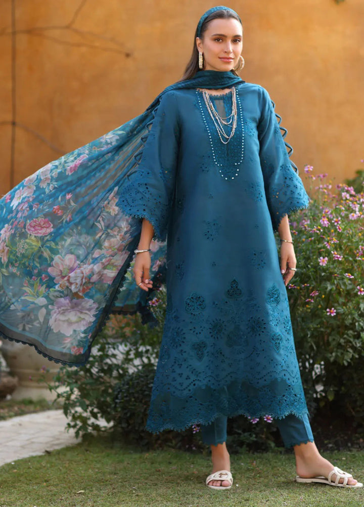 Noor by Saadia Asad Embroidered Lawn Suit Unstitched 3 Piece NSA25LC D-8 B - Summer Collection