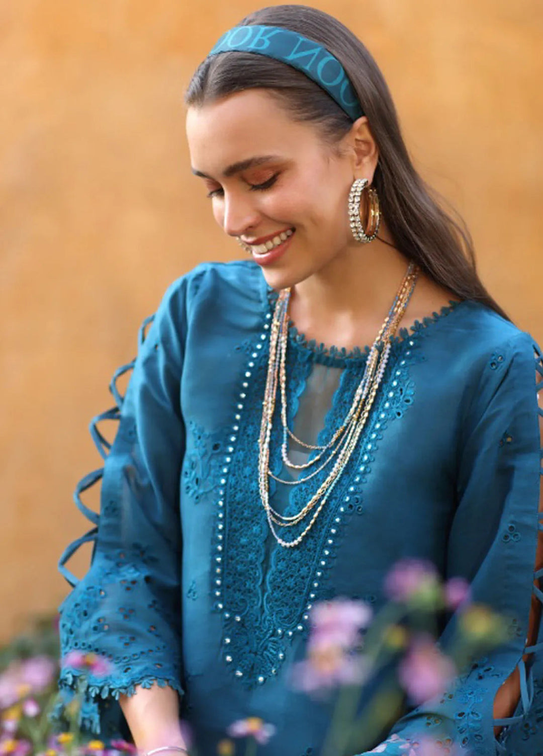 Noor by Saadia Asad Embroidered Lawn Suit Unstitched 3 Piece NSA25LC D-8 B - Summer Collection