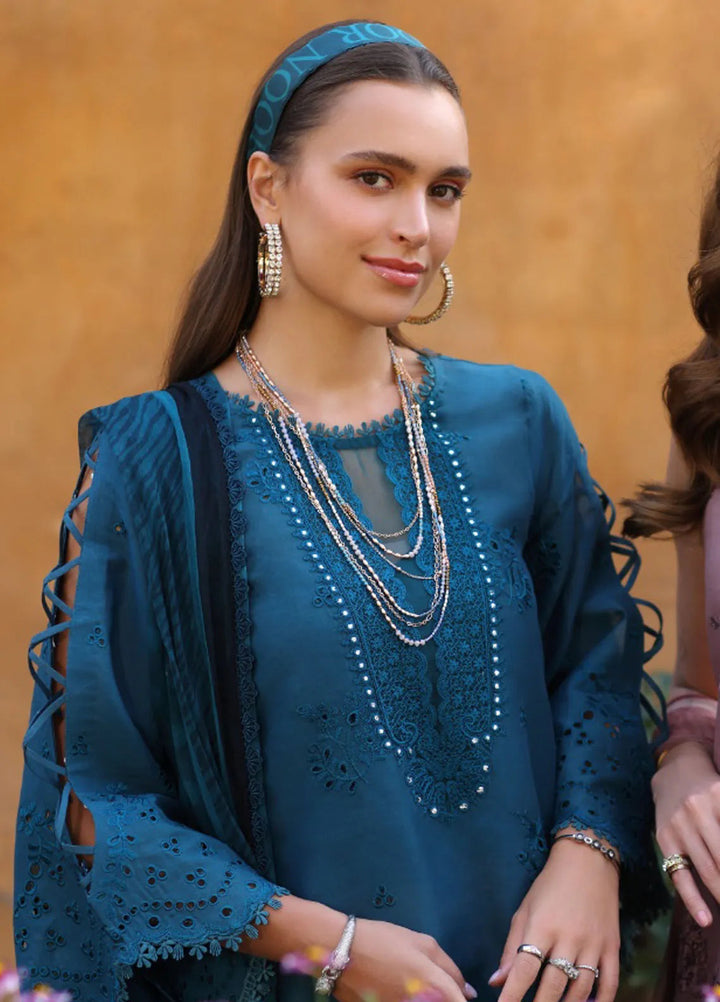 Noor by Saadia Asad Embroidered Lawn Suit Unstitched 3 Piece NSA25LC D-8 B - Summer Collection