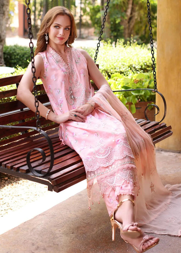 Noor by Saadia Asad Embroidered Lawn Suits Unstitched 3 Piece NSA24EL D1 - Luxury Collection