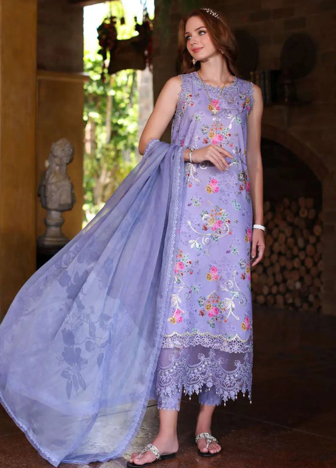 Noor by Saadia Asad Embroidered Lawn Suits Unstitched 3 Piece NSA24EL D10 - Luxury Collection