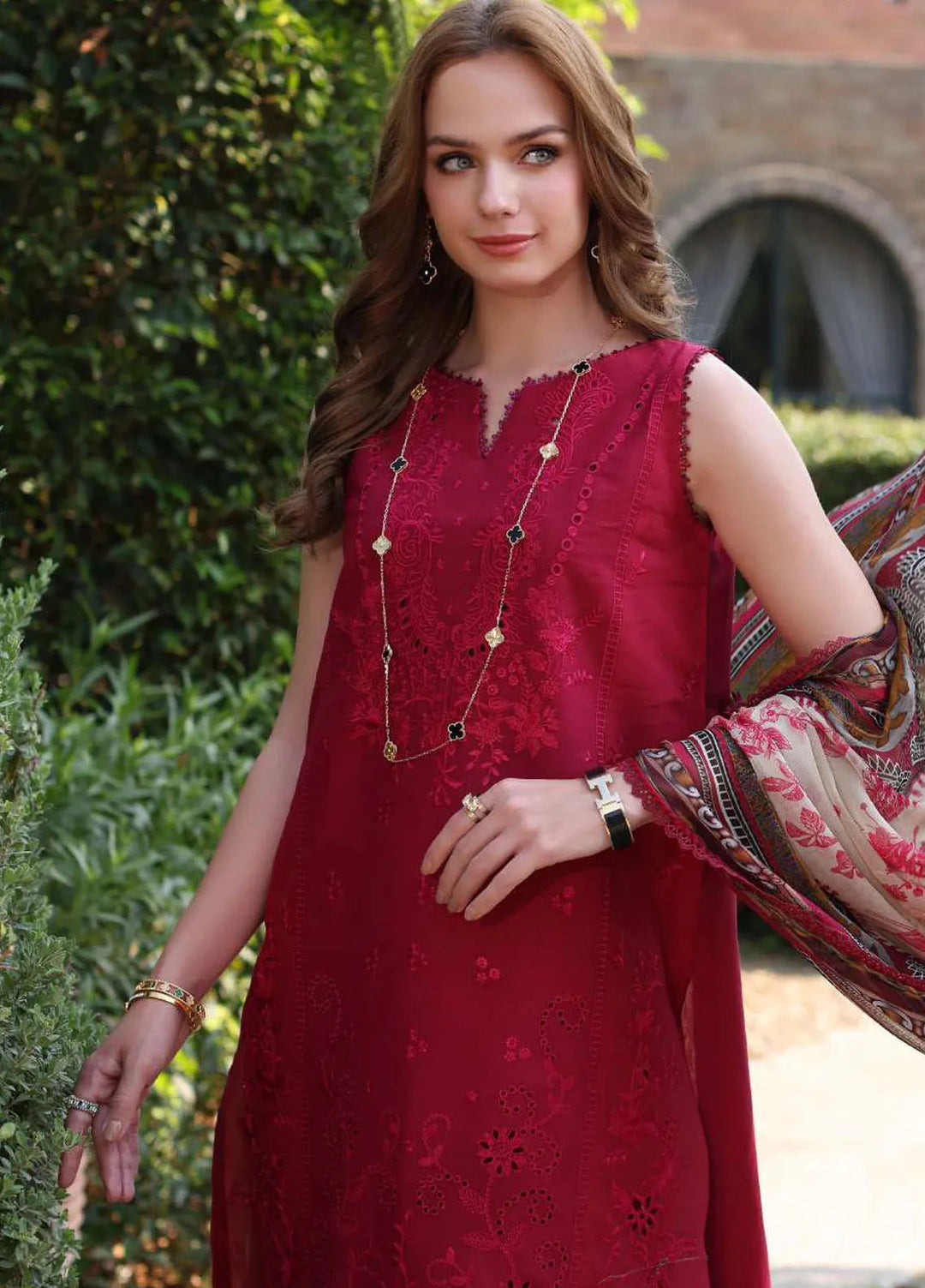 Noor by Saadia Asad Embroidered Lawn Suits Unstitched 3 Piece NSA24EL D11 - Luxury Collection