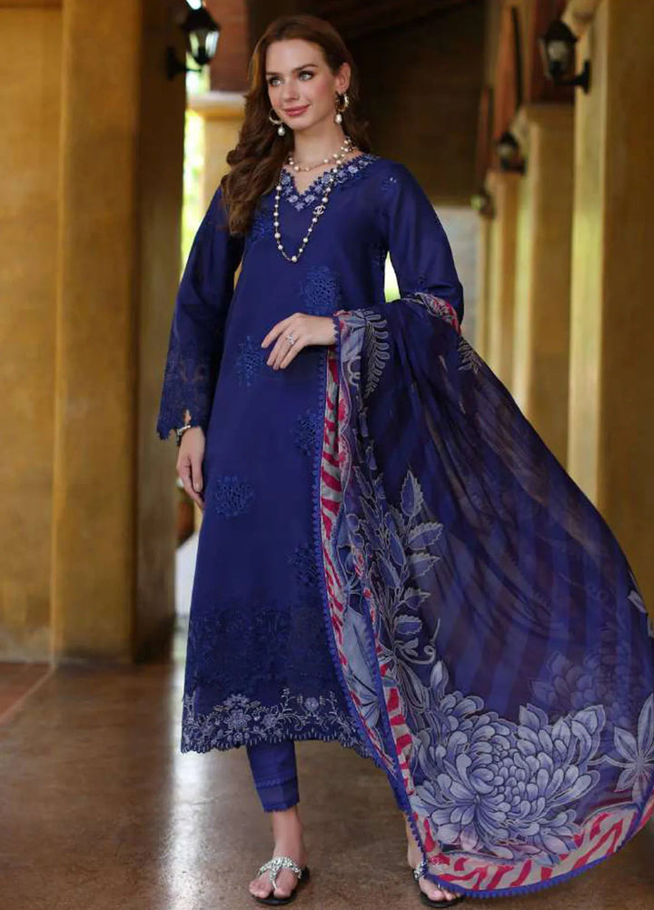 Noor by Saadia Asad Embroidered Lawn Suits Unstitched 3 Piece NSA24EL D12 - Luxury Collection